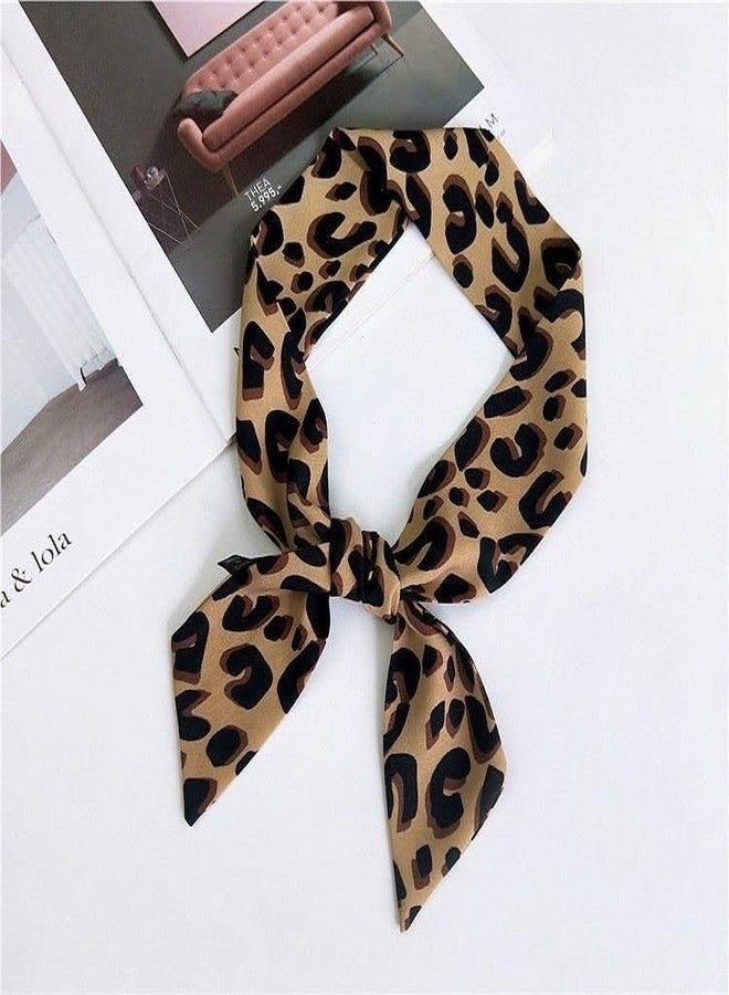 YSSZAM Brown Leopard Neck Tie Chic Skinny Scarf Hairband Stylish Purse Scarf Leopard Accessory Women's Fashion Scarves - Image 2